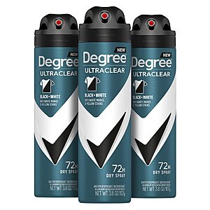 3-Pack 3.8-Oz Degree Men Antiperspirant Deodorant Dry Spray .50 w/ Subscribe & Save