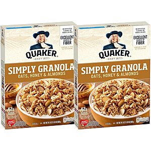 2-Pack 24.1-Oz Quaker Simply Granola (Oats, Honey & Almond) .95 w/ Subscribe & Save