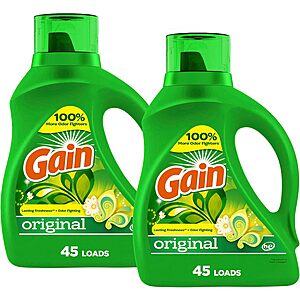 Prime Members: 2-Pack 65oz Gain Liquid Laundry Detergent (Various) from  w/ Subscribe & Save + Free Shipping