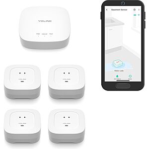Prime Members: YoLink Smart Home Starter Kit: Hub & 4-Pack Water Leak Sensor 4 $40 + Free Shipping