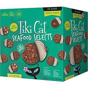 Tiki Cat Food: 6.53-Lbs Tiki Cat Seafood Selects Wet Cat Food Mega Pack $17.90 & More w/ Subscribe & Save