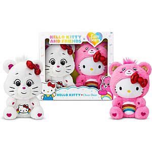 [Prime] $6.98*: 2-Pack Care Bears Hello Kitty Loves Cheer Bear 10" Collectible Plush Toys at Amazon
