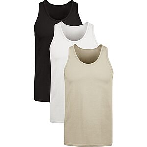 3-Pk Hanes Men's Tagless Moisture-Wicking Tank Tops (White/Tan/Black, M/XL only) .45