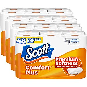 48-Pack 231-Sheets Scott ComfortPlus 1-Ply Toilet Paper Double Rolls .90 w/ Subscribe & Save