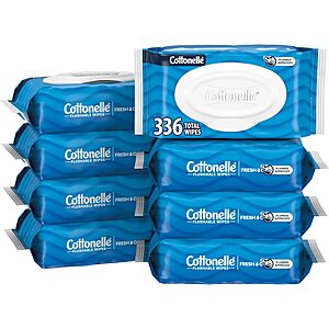 8-Pack 42-Count Cottonelle Flushable Wet Wipes w/ Flip Top (Fresh Feel) .05 w/ Subscribe & Save