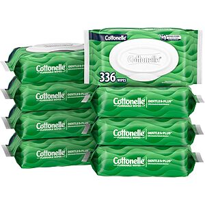 8-Pack 42-Count Cottonelle GentlePlus Flushable Wet Wipes w/ Aloe & Vitamin E $9.80 w/ Subscribe & Save