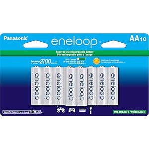 $25.15*: 10-Pack Panasonic Eneloop 2100mAh Rechargeable AA Ni-MH Batteries at Amazon