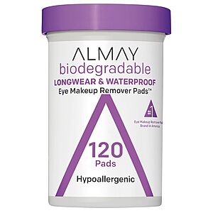 [S&S] $3.90*: 120-Count Almay Biodegradable Eye Makeup Remover Pads (Hypoallergenic) at Amazon