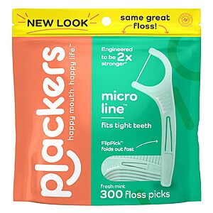 [S&S] $5.51*: 300-Count Plackers Micro Line Dental Floss Picks (Fresh Mint) at Amazon