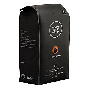 [S&S] $17.50*: 35.2-Oz Kicking Horse Organic Dark Roast Whole Bean Coffee (Grizzly Claw) at Amazon
