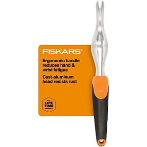 Fiskars Ergonomic Cast-Aluminum Garden Weeder Tool w/ SoftGrip .25