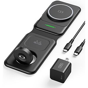 INIU 3-in-1 Foldable Wireless Charging Station w/ Adapter $11.35 