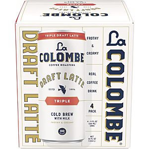 4-Pack 9-Oz La Colombe Triple Draft Latte Cold Brew 2 for $11 w/ Subscribe & Save