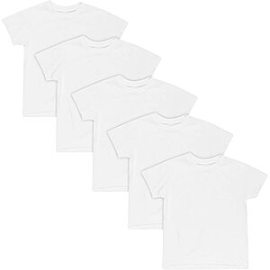 $5.99*: 5-Pack Hanes Boys' Crew Neck T-shirts (White) at Amazon