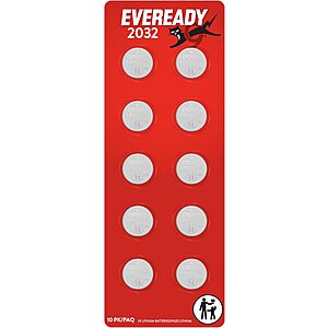 10-Pack Eveready CR2032 Lithium 3V Coin Batteries $3.45 w/ Subscribe & Save