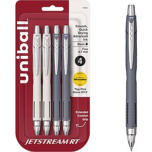 4-Pack uni-ball Jetstream RT 0.7mm Fine Point Pens (Twilight, Black Ink) $3.45 