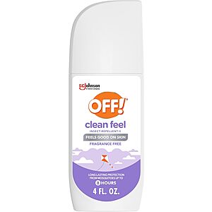 4-Oz OFF! Clean Feel Insect Repellent Bug Spray w/ 20% Picaridin (Fragrance Free) .10 w/ Subscribe & Save