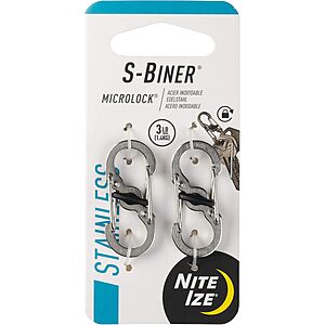 2-Pack Nite Ize S-Biner MicroLock Locking Key Holder (Stainless) 