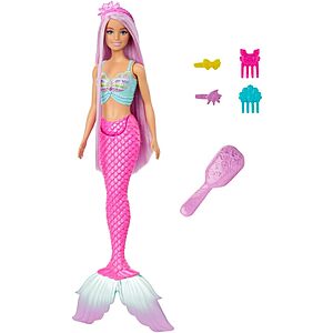 $10.40: Barbie Mermaid Doll with 7-Inch-Long Pink Fantasy Hair & Colorful Accessories at Amazon