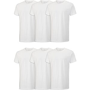 6-Pack Fruit of the Loom Men's 100% Cotton Stay Tucked Crew T-Shirts (White) .15
