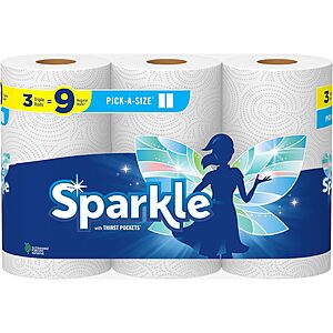 3-Pack of 165-Sheet SPARKLE Pick-A-Size Paper Towels .85 w/ Subscribe & Save