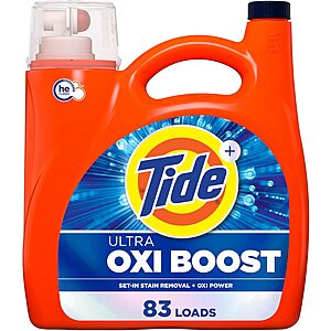 [S&S] .07*: 117oz. Tide Ultra Oxi Boost Liquid Laundry Detergent w/ Extra Oxi (83 Loads) at Amazon