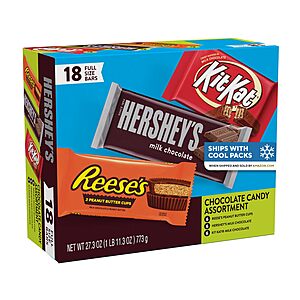18-Count Hershey Full Size Candy Bar Assorted Variety Box (27.3-Oz Total) $13.30 w/ Subscribe & Save