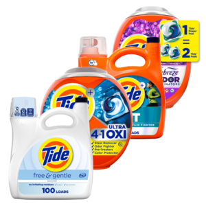 Tide Detergent: 132oz Free & Gentle + 132oz Sport + 57ct Oxi Pods + 45ct Power Pods .50 w/ Subscribe & Save + Free Shipping