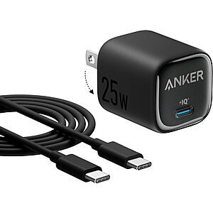 $9.99*: Anker 25W USB-C Wall Charger Block w/ 5' USB-C Cable at Amazon