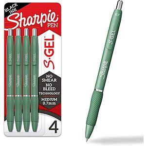 [S&S] $3.67: 4-Count Sharpie S-Gel Gel Pens (Medium Point, 0.7mm, Black) at Amazon