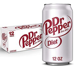 [S&S] $4.68*: 12-Pack 12-Oz Dr Pepper Diet Soda at Amazon (39￠ each)