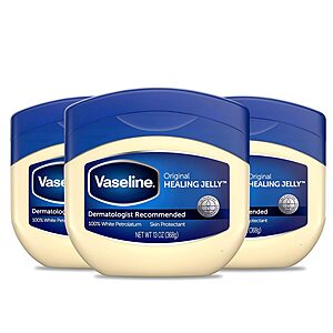 3-Pack 13-Oz Vaseline 100% White Petroleum Jelly Skin Protectant .70 w/ Subscribe & Save