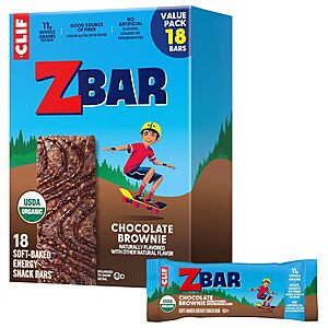 18-Pack 1.27-Oz Clif Kid ZBar Organic Soft Baked Snack Bars (Chocolate Brownie) .90 w/ Subscribe & Save