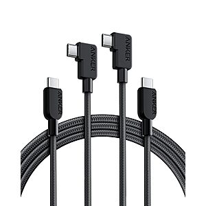 2-Pack 6' Anker 240W USB-C 90-Degree Right Angle Braided Charging Cable (Black) $10 