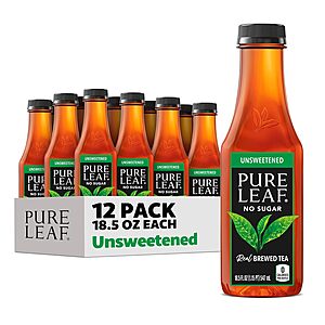 12-Pack 18.5-Oz Pure Leaf Iced Tea Bottles (Unsweetened) $10.95 w/ Subscribe & Save