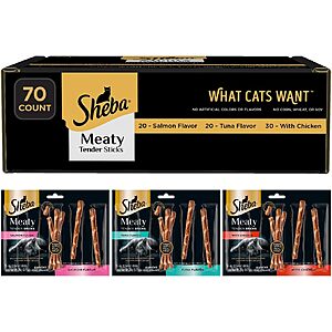 70-Pack 0.14-Oz Sheba Treats Meaty Sticks (Variety Pack) .95 w/ Subscribe & Save