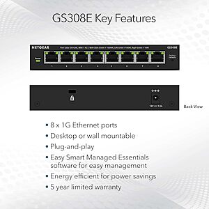 Netgear 8-Port Gigabit Ethernet Smart Managed Plus Switch 