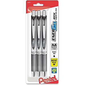 [S&S] $3.32: 3-Count Pentel EnerGel RTX Retractable Gel Pens (Black, 0.7mm) at Amazon