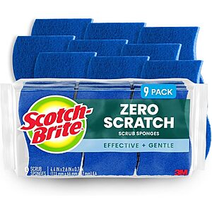 9-Pack Scotch-Brite Zero Scratch Non-Scratch Scrub Sponges .05 w/ Subscribe & Save