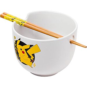 20-Oz Silver Buffalo Pokemon Pikachu Ceramic Ramen Noodle Rice Bowl w/ Chopsticks .80
