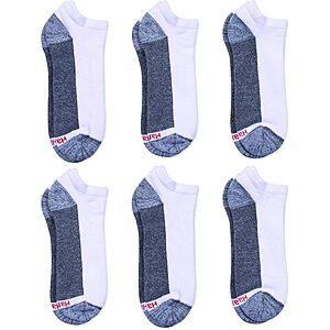 6 Pairs Hanes Men's Max Cushion Low Cut Socks (White/Grey) .60