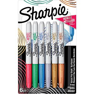 6-Count Sharpie Fine Point Metallic Permanent Markers (Assorted Colors) .60 w/ Subscribe & Save