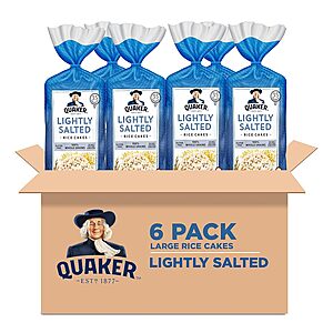 6-Pack 4.47-Oz Quaker Large Rice Cakes (Lightly Salted) .90 w/ Subscribe & Save
