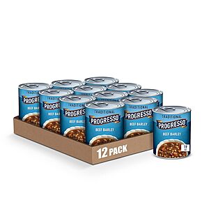 12-Pack 19-Oz Progresso Traditional Canned Soup (Beef Barley) .05 w/ Subscribe & Save