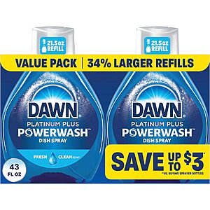 2-Pack 21.5-Oz Dawn Powerwash Spray Refill (Various) $6.95 w/ Subscribe & Save