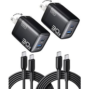 2-Pack INIU Up to 30W PD Fast Charging USB C Charger Block (USB-C + USB-A; Black) .15