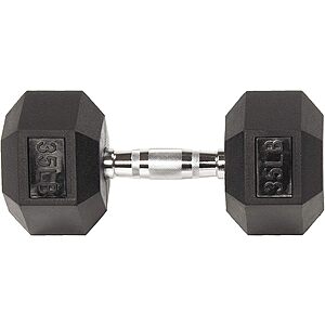 35-Lbs Signature Fitness Rubber Encased Hex Dumbbell .85