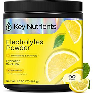 12.70-Oz Key Nutrients Electrolytes Powder Hydration Drink Mix (Lemonade)  w/ Subscribe & Save + Free S&H