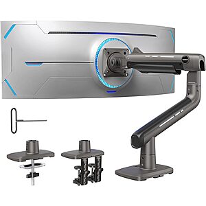 Prime Members: Huanuo Heavy Duty Single Monitor Aluminum Arm for Screens up to 49