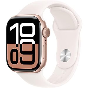 $329: Apple Watch Series 10 [GPS + Cellular 42mm] (RoseGold Aluminium Case with LightBlush SportBand, S/M) at Amazon
